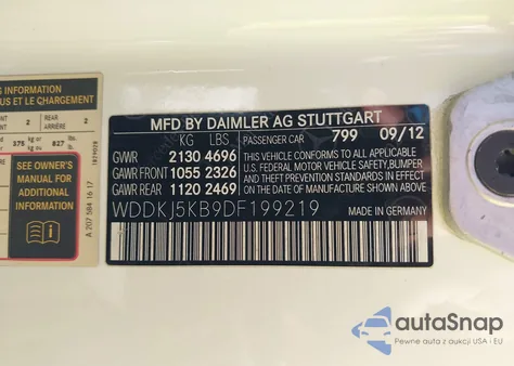 2013 Mercedes-Benz E 350 from USA, damaged, VIN WDDKJ5KB9DF199219